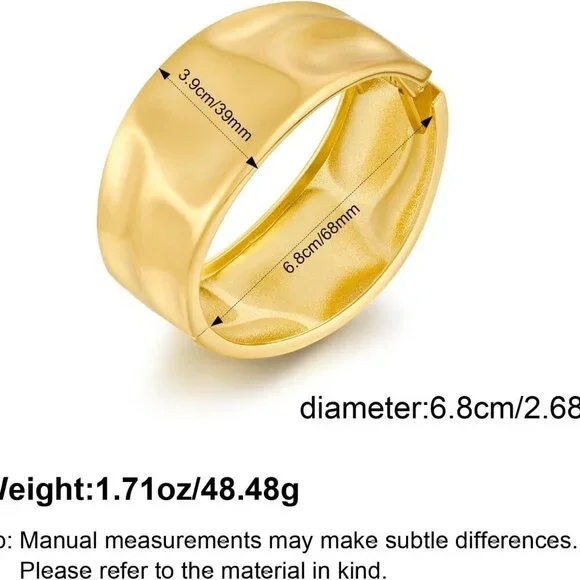 Gold Matte Wide Cuff Bracelet for Women Minimalist Geometric Vintage Jewelry - Picture 5 of 5